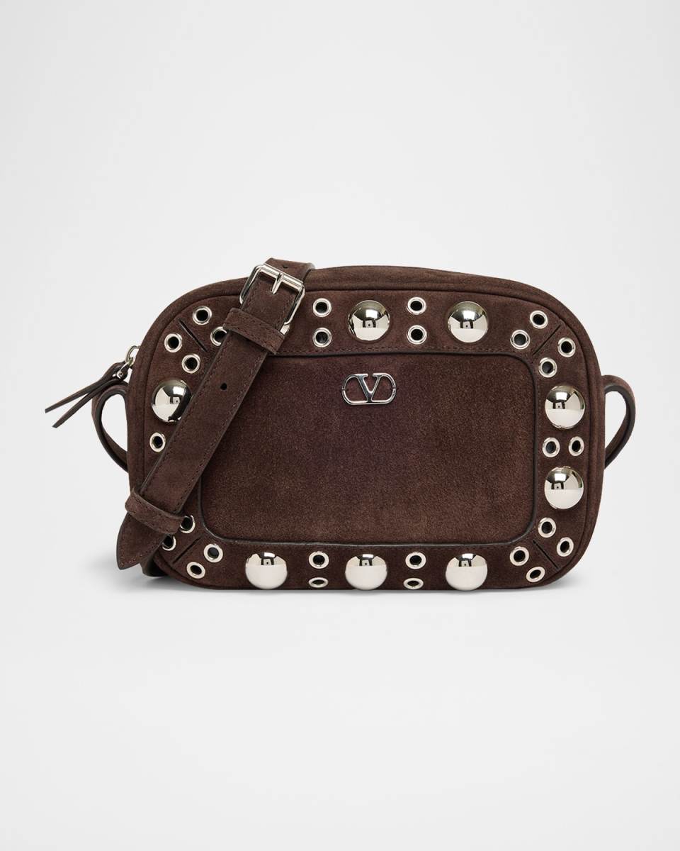 Nellcote Studded Suede Camera Crossbody Bag